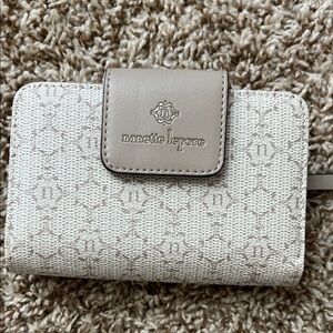 Nanette Lepore Cream & Beige Logo Snap Wallet